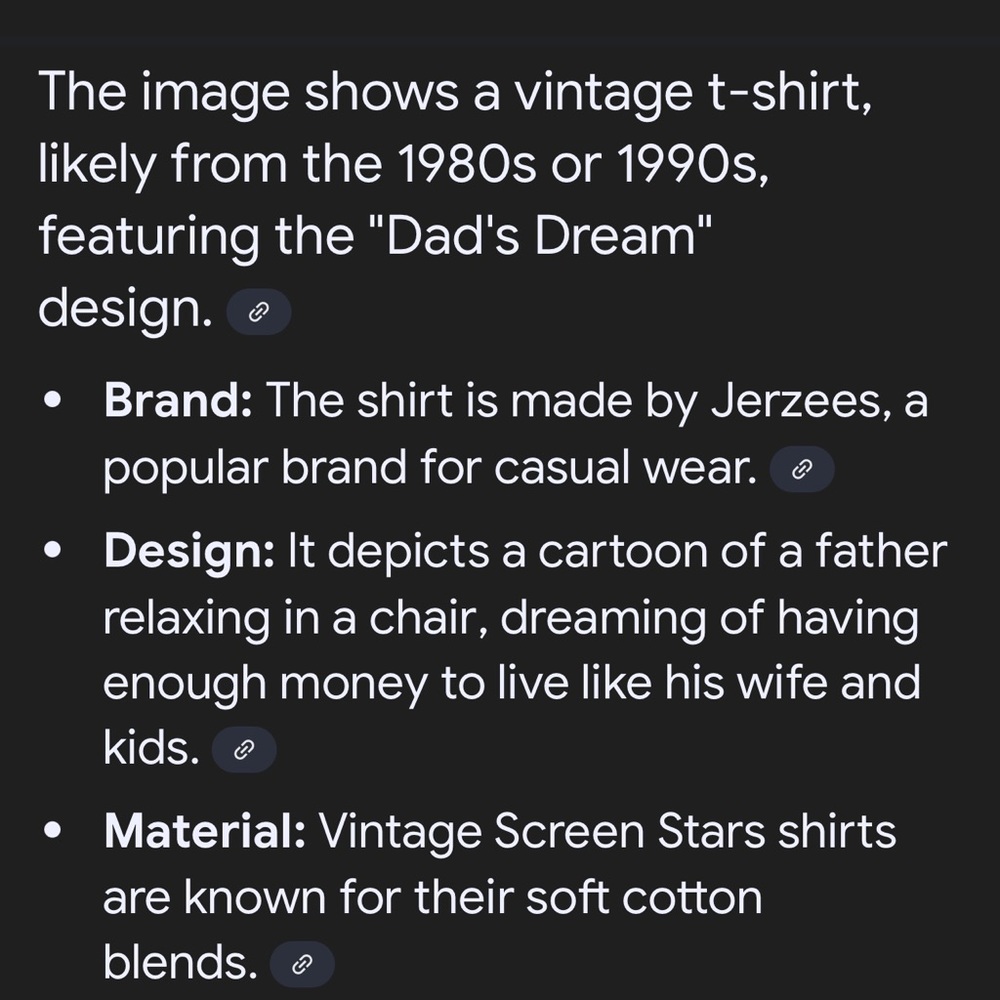 Jerzees Cream Short Sleeve Tee with Graphic Design. Dad’s Dream vintage - Picture 5 of 5